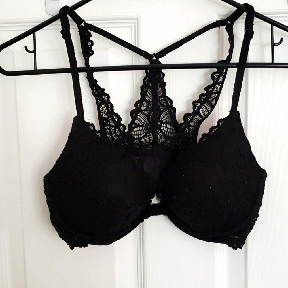 pink front clasp bra